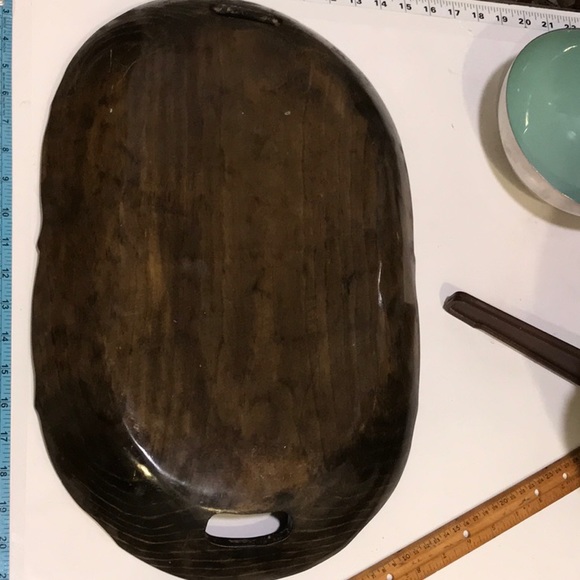 Wooden Mexican Batea Tray Blue Floral Lacquered Handmade Floral Folk A… - Picture 10 of 14